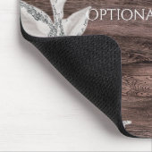 Tapis De Souris Feuilles blanches et argentées & Bois rustique Élé (Coin)