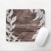 Tapis De Souris Feuilles blanches et argentées et bois rustique Él (Avec souris)