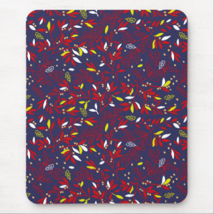 Tapis De Souris Feuilles Botaniques Rouge Or Automne