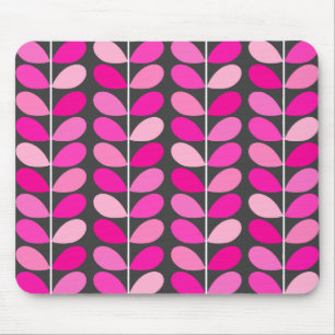 Tapis De Souris Feuilles danois du milieu du siècle, Fuchsia rose
