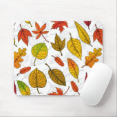 Tapis De Souris Feuilles d'automne en blanc (Avec souris)
