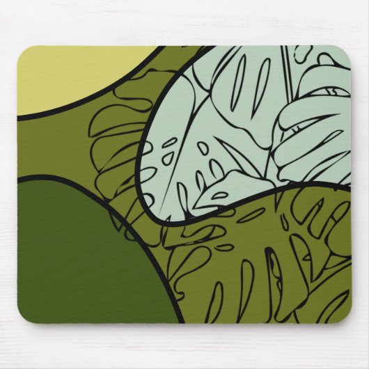 Tapis De Souris Feuilles de Boho Monstera (Devant)