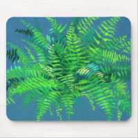 Feuilles de fougères, design floral, verdure, bleu