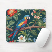 Tapis De Souris Feuilles de la jungle tropicale des perroquets col (Avec souris)