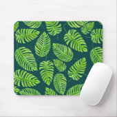 Tapis De Souris Feuilles de Monstera, motif d'aquarelle tropicale (Avec souris)