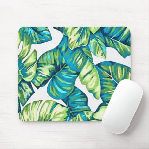 Tapis De Souris Feuilles de Monstera Tropical et Banana Blue Green