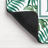 Tapis De Souris Feuilles de palmier à monogramme moderne (Coin)
