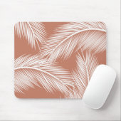 Tapis De Souris Feuilles de palmier blanc sur arrière - plan coule (Avec souris)