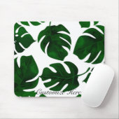 Tapis De Souris Feuilles de palmier tropicales vert foncé Été chic (Avec souris)