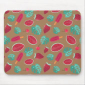 Tapis De Souris Feuilles de pavot, cerise, fraise et pastèque (Devant)