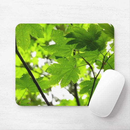 Tapis De Souris Feuilles d'érable avec Raindrops (Avec souris)