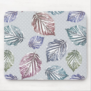 Tapis De Souris Feuilles d'open work sur un arrière - plan gris cl