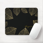 Tapis De Souris Feuilles d'or sur Black Elegant Computer Pad (Avec souris)