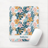 Tapis De Souris Feuilles Fleurs Tropicales Boho (Avec souris)