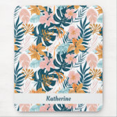 Tapis De Souris Feuilles Fleurs Tropicales Boho (Devant)