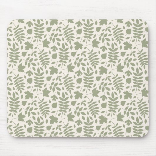 Tapis De Souris Feuilles tombés Rpt Motif Vert sur la crème (Devant)