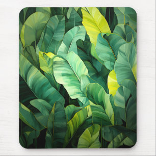 Tapis De Souris Feuilles tropicales, botanique abstraite, jungle,