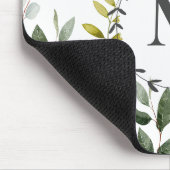 Tapis De Souris Feuilles tropicales de eucalyptus vert monogrammée (Coin)