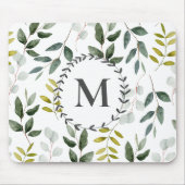 Tapis De Souris Feuilles tropicales de eucalyptus vert monogrammée (Devant)