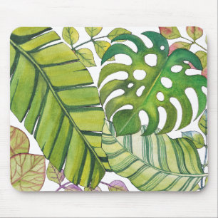 Tapis De Souris Feuilles Tropicaux En Aquarelle
