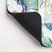Tapis De Souris Feuilles tropicaux et fleurs d'orchidées (Coin)