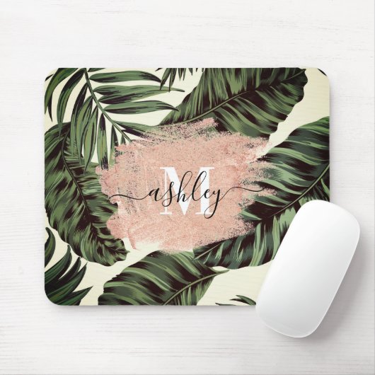 Tapis De Souris Feuilles tropicaux et Parties scintillant (Avec souris)