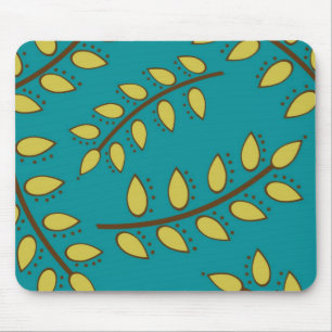 Tapis De Souris Feuilles Turquoises et verts par Cupcake Cutis
