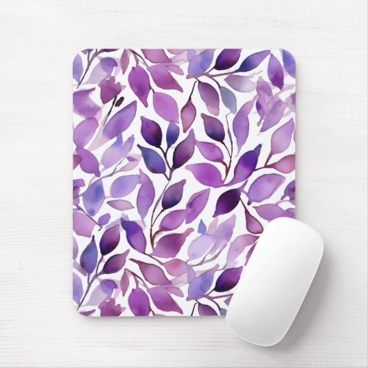 Tapis De Souris Feuilles Violettes (Avec souris)
