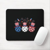 Tapis De Souris Feux d'artifice drôles de pickleball Drapeau améri (Avec souris)