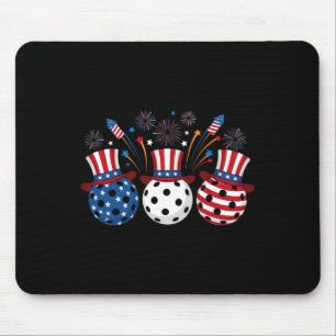 Tapis De Souris Feux d'artifice drôles de pickleball Drapeau améri