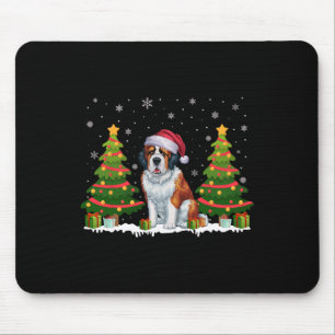 Tapis De Souris Feux de Noël Saint Bernard Chien Père Noël Noël