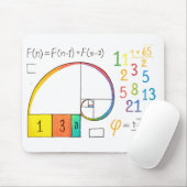 Tapis De Souris Fibonacci Spiral Math Mousepad (Avec souris)
