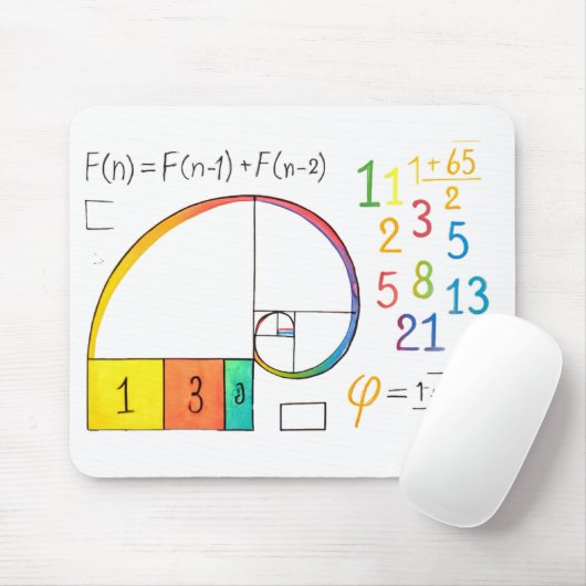 Tapis De Souris Fibonacci Spiral Math Mousepad (Avec souris)
