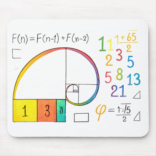 Tapis De Souris Fibonacci Spiral Math Mousepad (Devant)