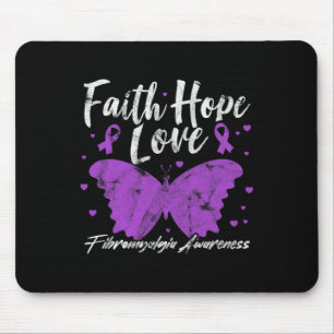 Tapis De Souris Fibromyalgie Sensibilisation au papillon violet Fi