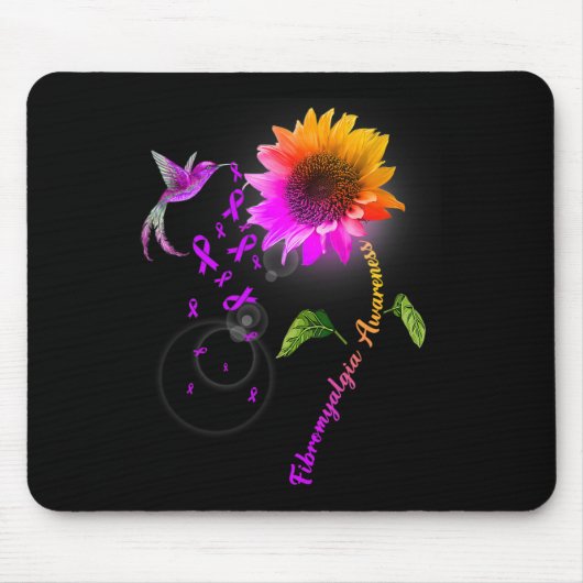 Tapis De Souris Fibromyalgie Sensibilisation Tournesol pourpre Hum (Devant)