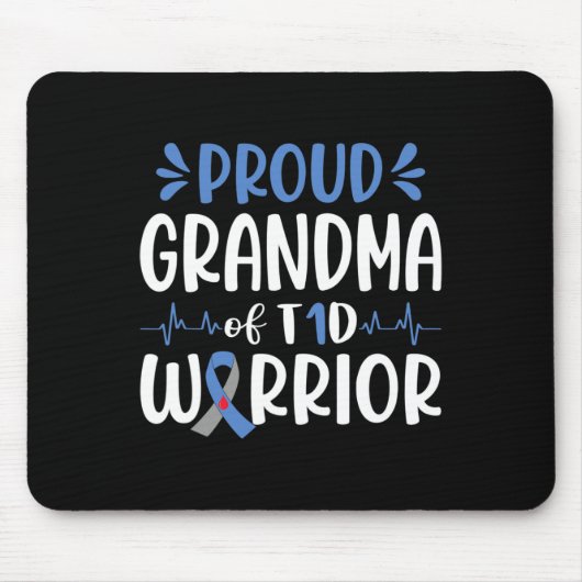 Tapis De Souris Fière Grand-Mère Du Guerrier T1D Sensibilisation A (Devant)