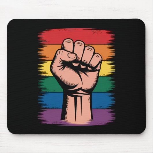 Tapis De Souris Fierté de poing élevée Rainbow LGBTQ Droits de sup (Devant)