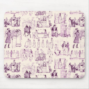 Tapis De Souris Fierté et préjugés Toile de Jouy Plum et Apricot