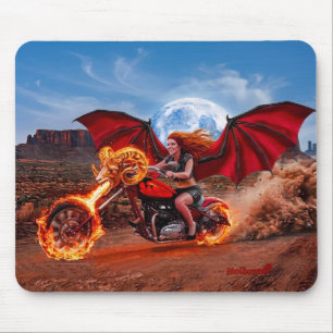 Tapis De Souris Fiery Foxella Vampire Biker Babe