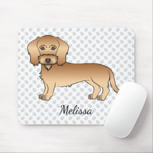 Tapis De Souris Fil à roue Haired Dachshund Dessin Chien et nom