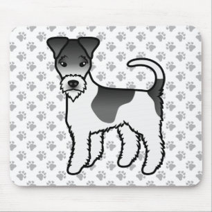 Tapis De Souris Fil noir et blanc Renard Terrier mignon Dessin Car
