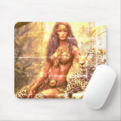 Tapis De Souris Fille à l'image délavée + son léopard de compagnie (Avec souris)