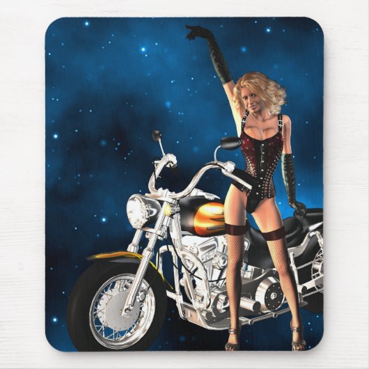 Tapis De Souris Fille à moto (Devant)
