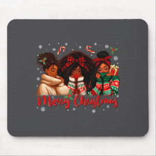 Tapis De Souris Fille Africaine Noire Américaine Melanin Noël Sant