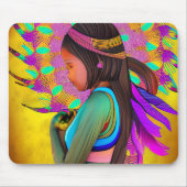 Tapis De Souris Fille amérindienne peu AI Art (Devant)