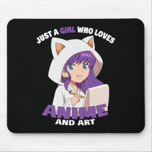 Tapis De Souris Fille Anime Juste Une Fille Qui Aime Anime Et Art 