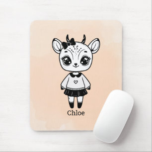 Tapis De Souris Fille Antilope Adorable - Dessin Mignon à Croquer