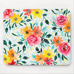 Tapis De Souris Fille aquarelle Floral Illustration Design