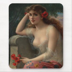 Tapis De Souris Fille au coquelicot